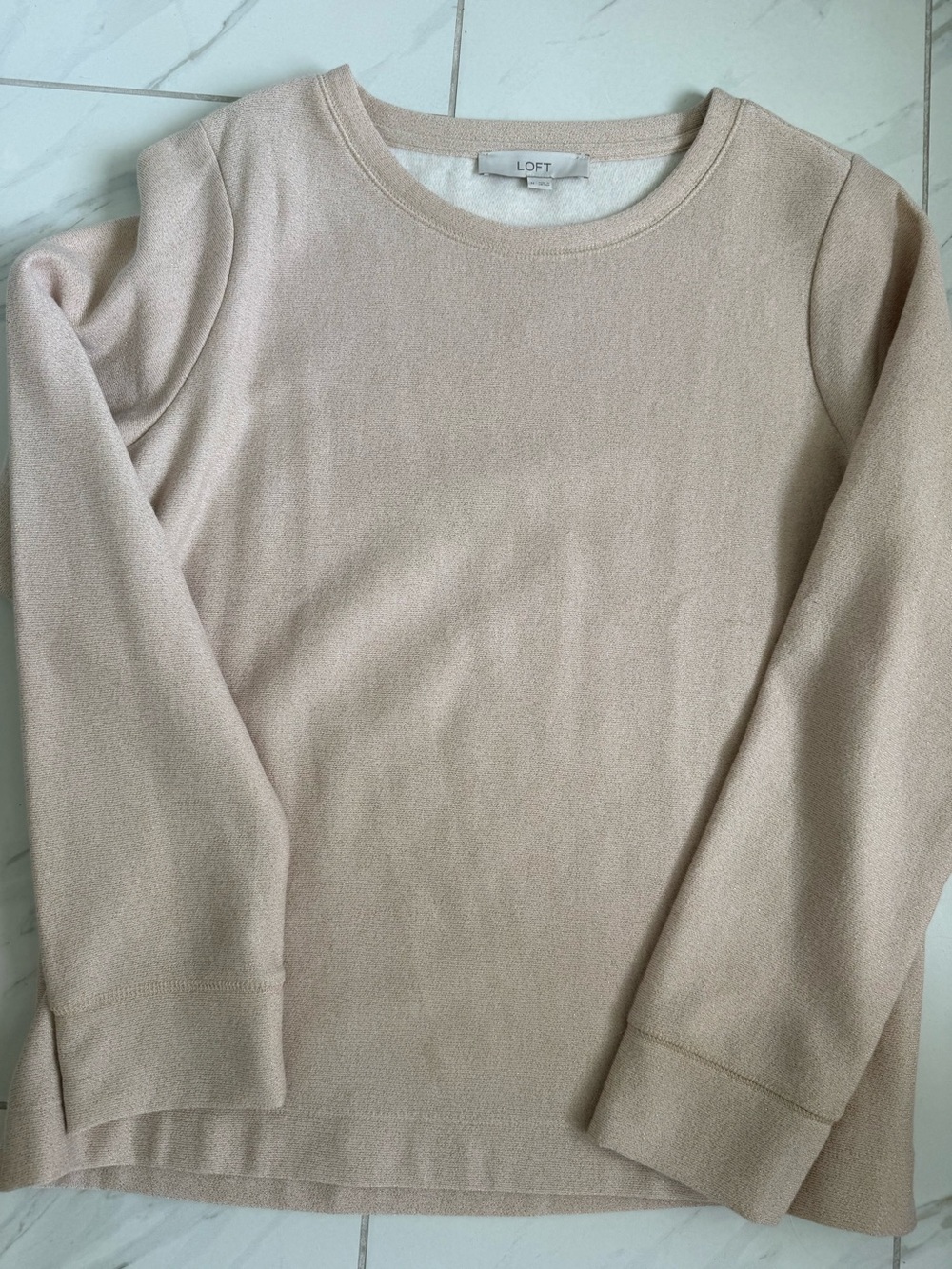 LOFT Light Taupe Crewneck Sweatshirt